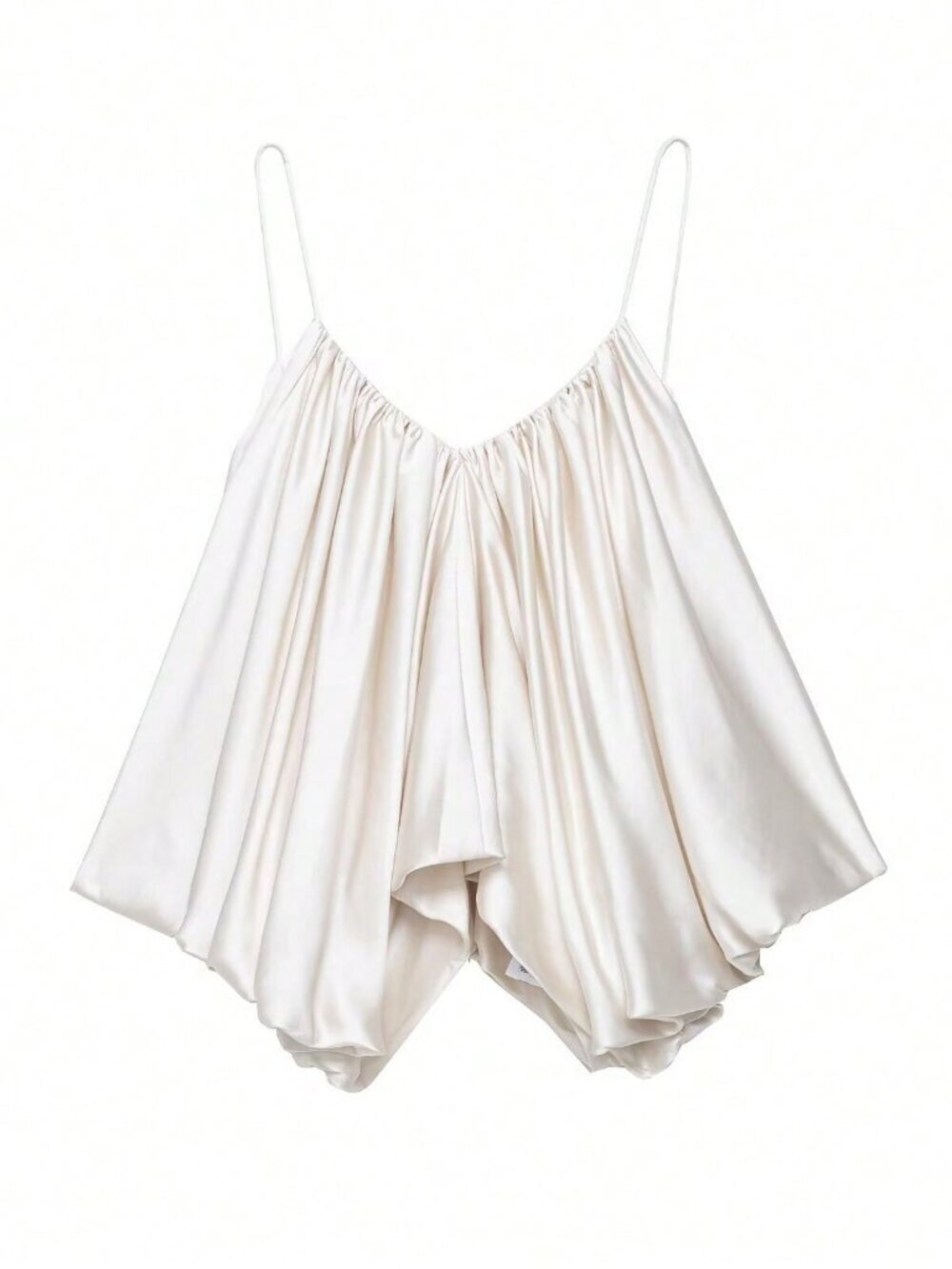 White Casual Women's Sexy Satin Draping Camisole Top - Picture 7 of 8